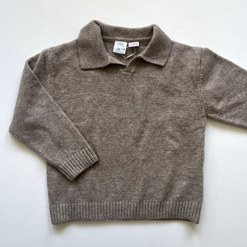 Zara Tan Knit Polo Size 5/6 NWOT